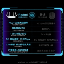小米Redmi路由器AC2100家用千兆端口5G雙頻2000M無線速率wifi游戲加速會員高速大戶型